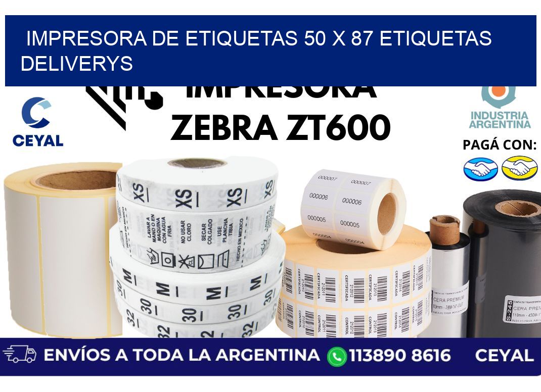 impresora de etiquetas 50 x 87 etiquetas deliverys
