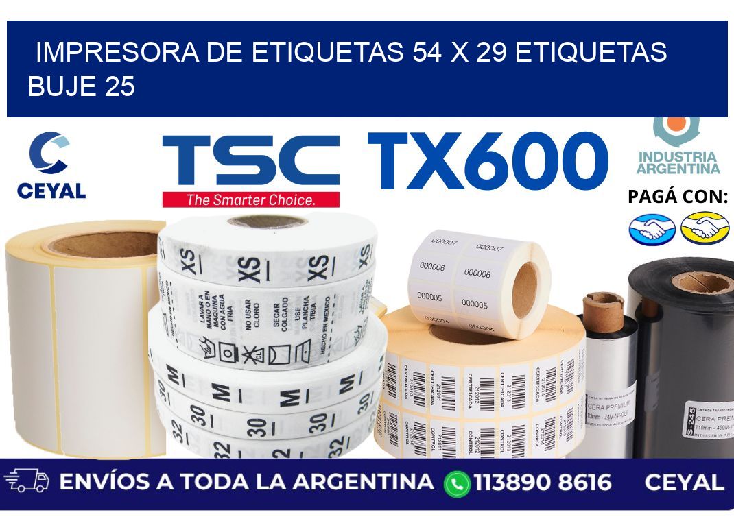 impresora de etiquetas 54 x 29 etiquetas  buje 25