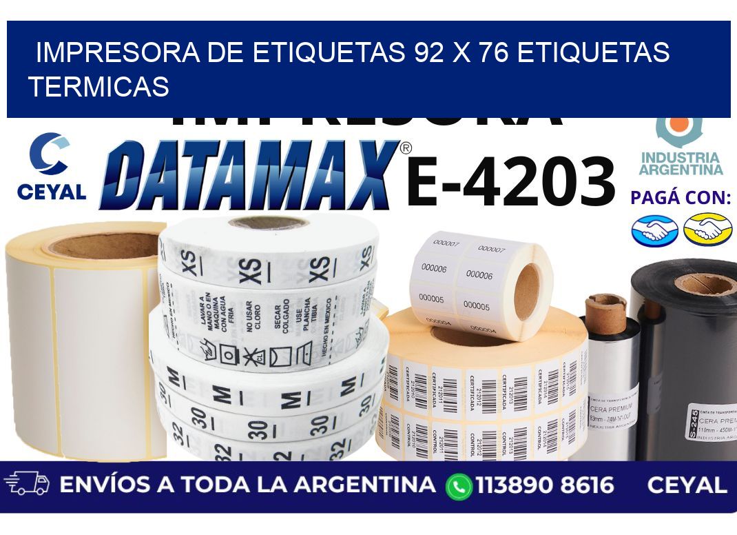 impresora de etiquetas 92 x 76 etiquetas termicas