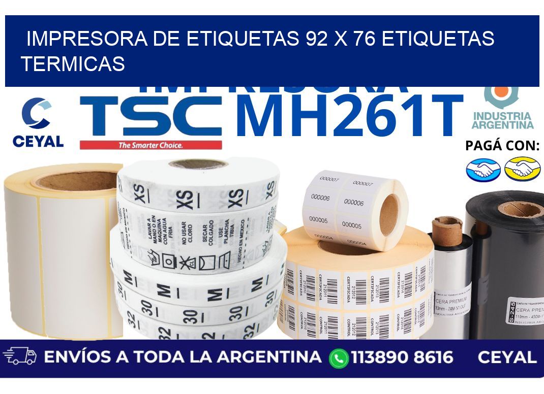 impresora de etiquetas 92 x 76 etiquetas termicas
