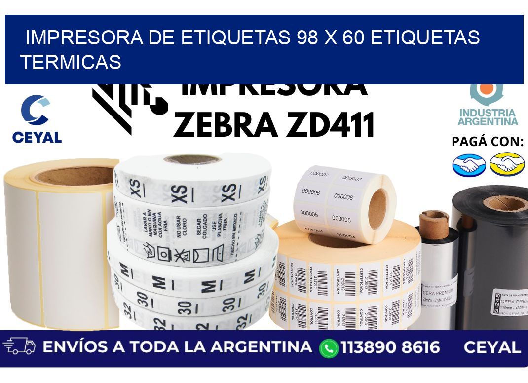 impresora de etiquetas 98 x 60 etiquetas termicas