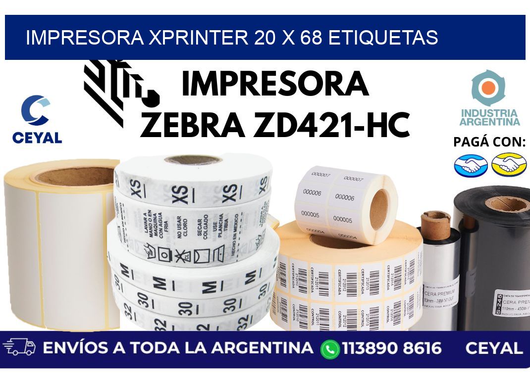 impresora xprinter 20 x 68 etiquetas