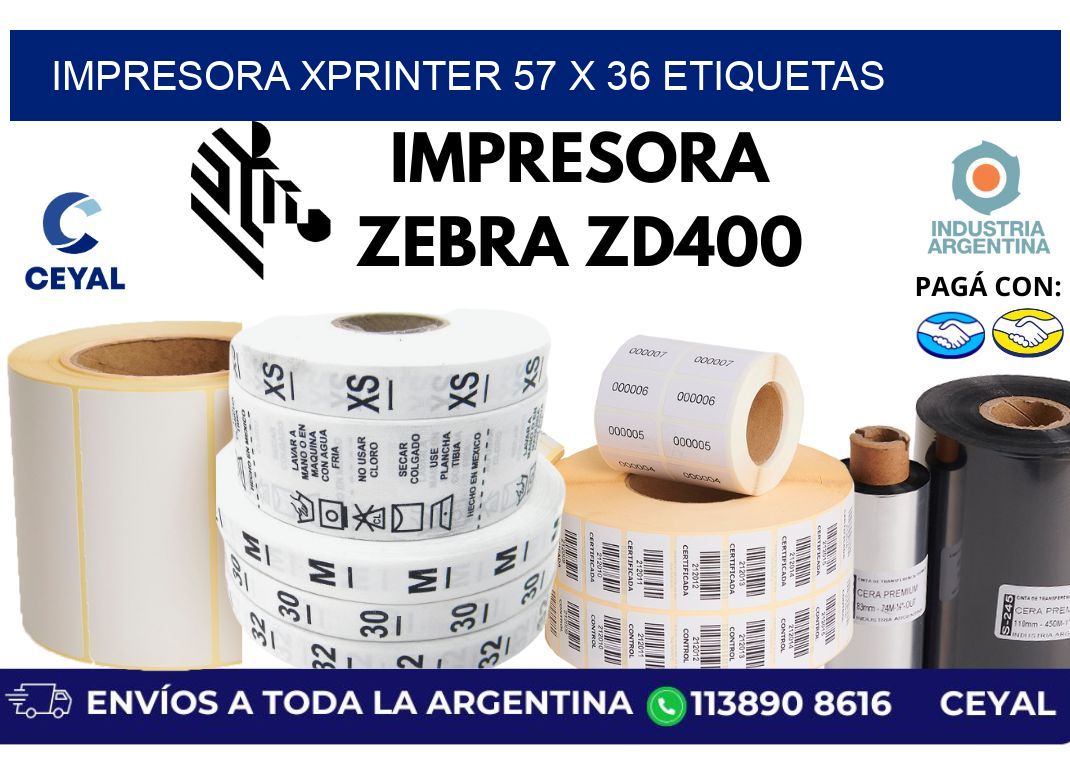 impresora xprinter 57 x 36 etiquetas