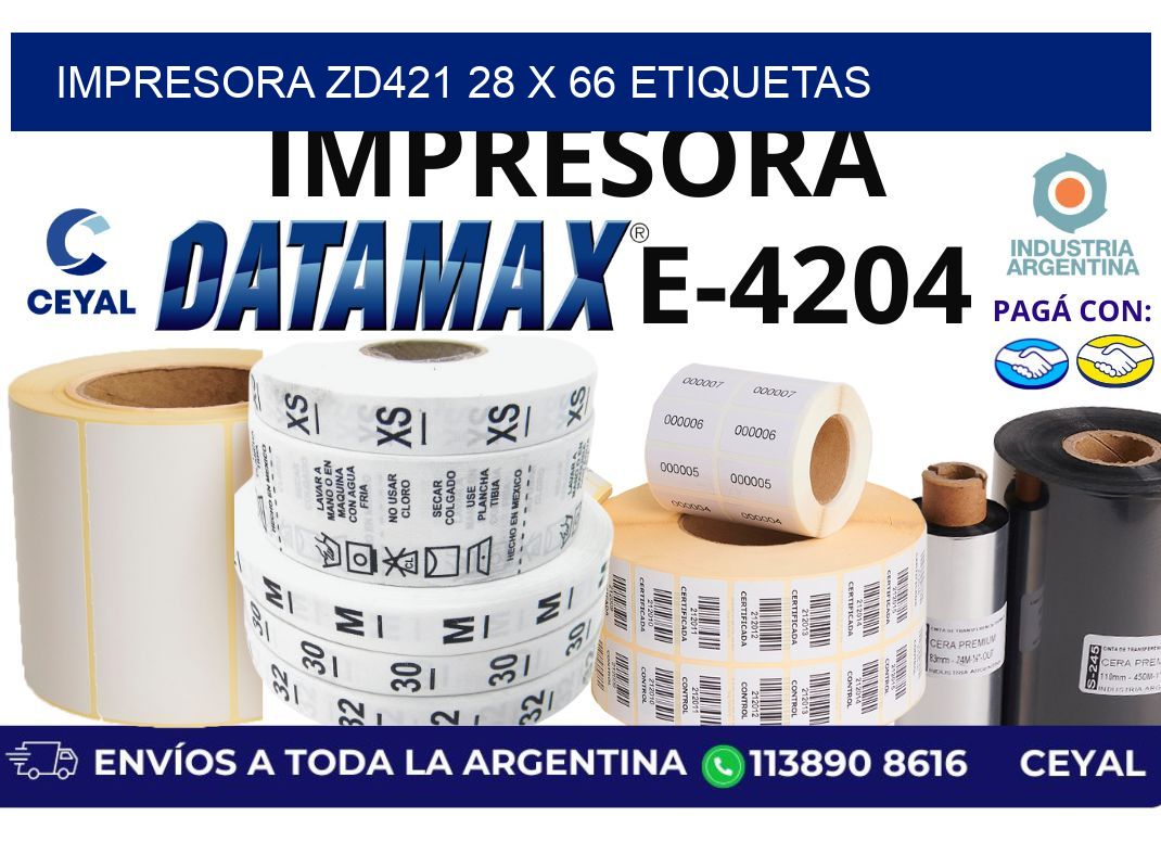 impresora zd421 28 x 66 etiquetas