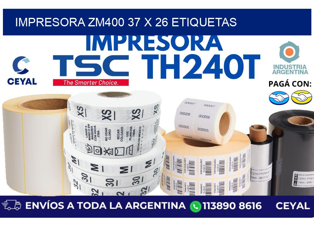 impresora zm400 37 x 26 etiquetas