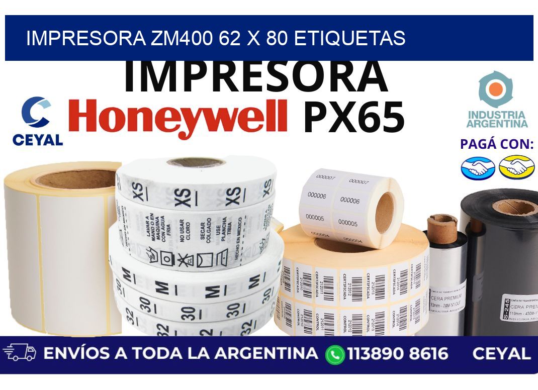 impresora zm400 62 x 80 etiquetas