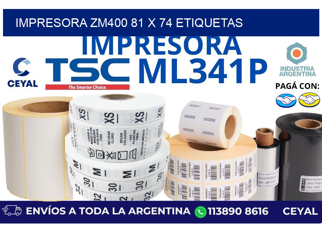 impresora zm400 81 x 74 etiquetas