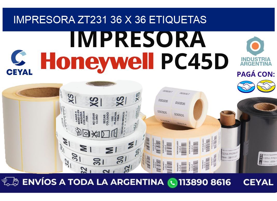 impresora zt231 36 x 36 etiquetas