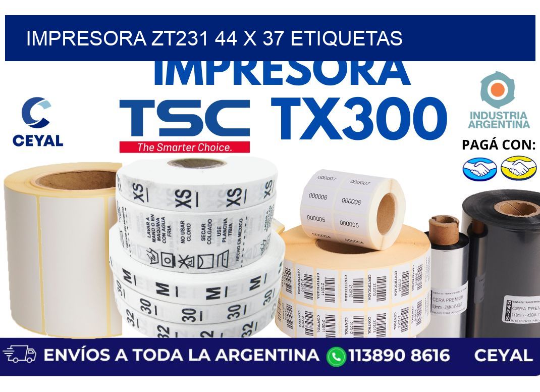 impresora zt231 44 x 37 etiquetas