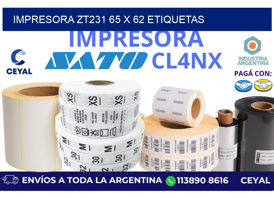impresora zt231 65 x 62 etiquetas