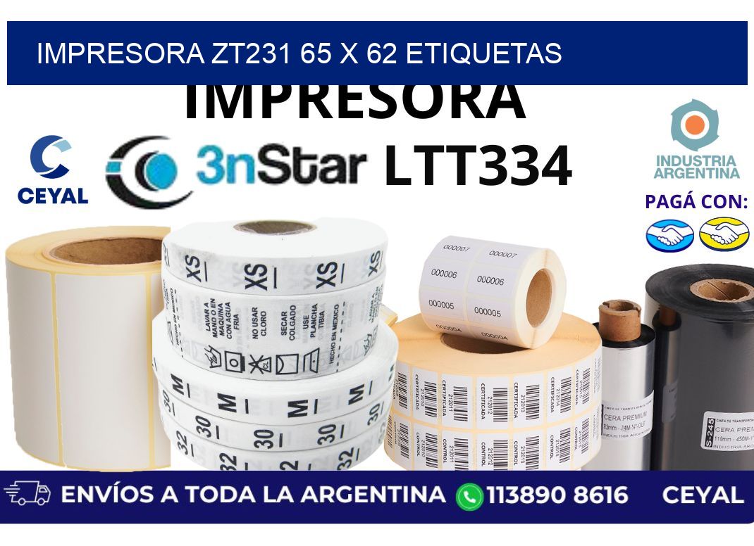 impresora zt231 65 x 62 etiquetas