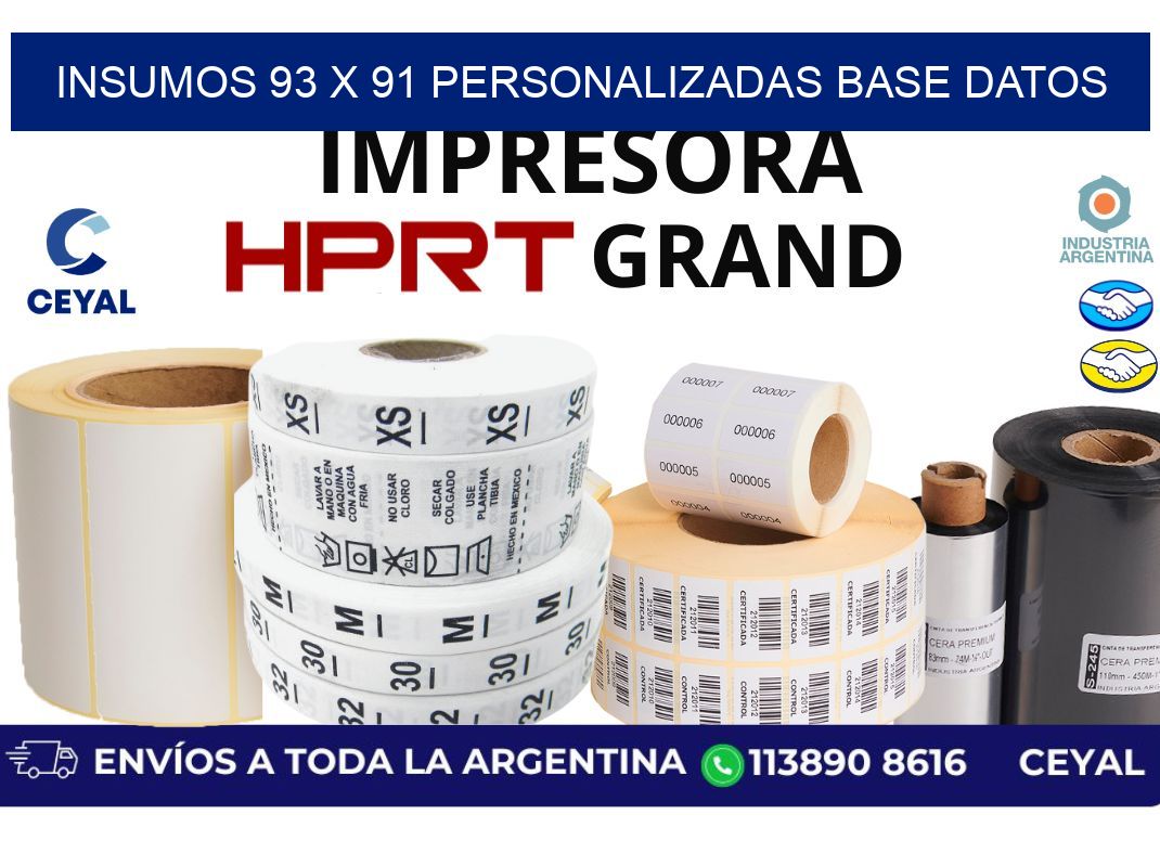 insumos 93 x 91 personalizadas base datos