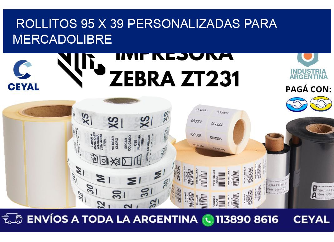 rollitos 95 x 39 personalizadas para mercadolibre