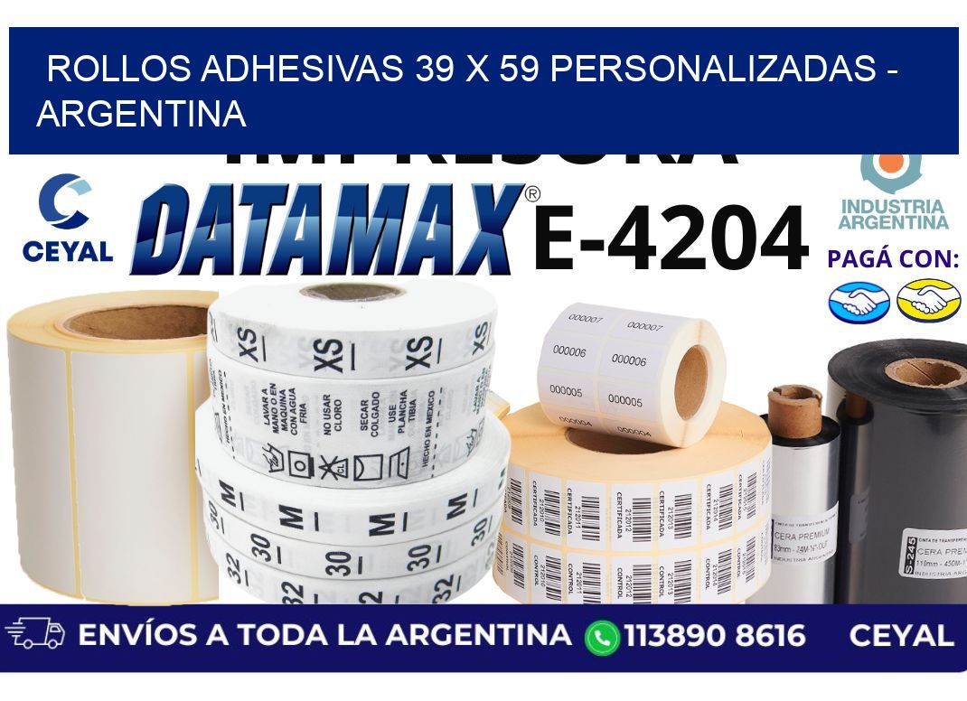rollos adhesivas 39 x 59 personalizadas - Argentina