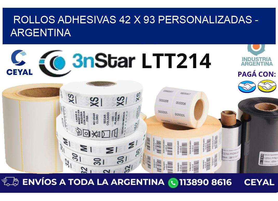rollos adhesivas 42 x 93 personalizadas - Argentina