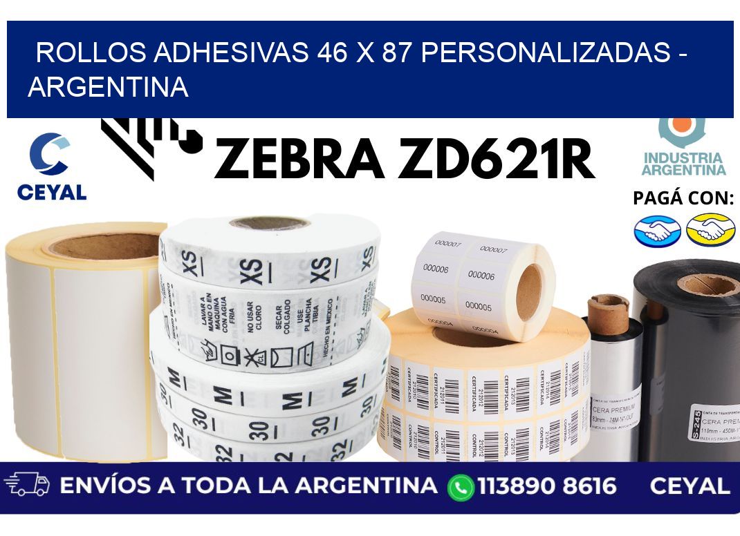 rollos adhesivas 46 x 87 personalizadas - Argentina
