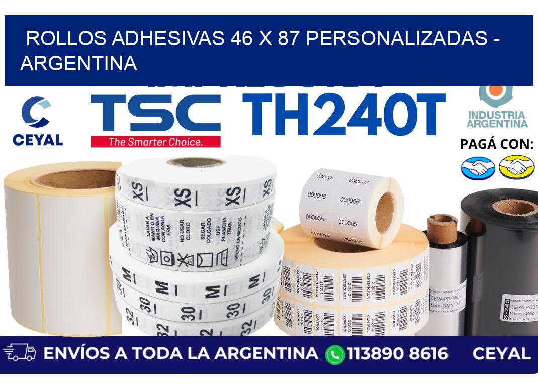 rollos adhesivas 46 x 87 personalizadas - Argentina