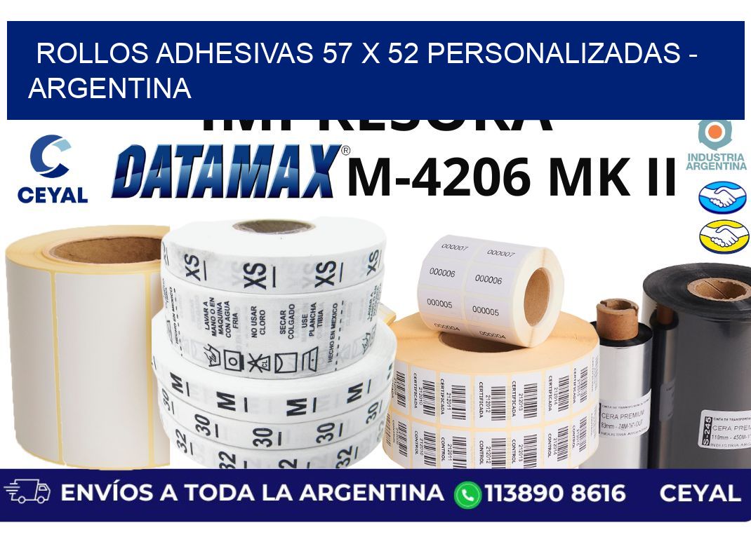 rollos adhesivas 57 x 52 personalizadas – Argentina