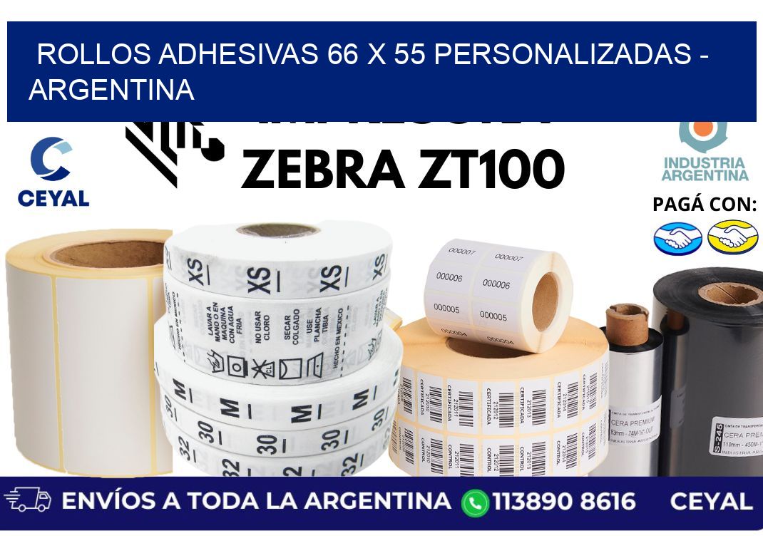 rollos adhesivas 66 x 55 personalizadas - Argentina