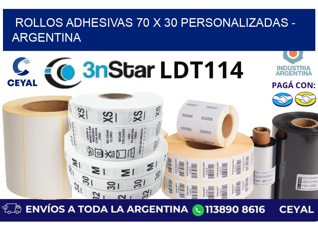 rollos adhesivas 70 x 30 personalizadas - Argentina