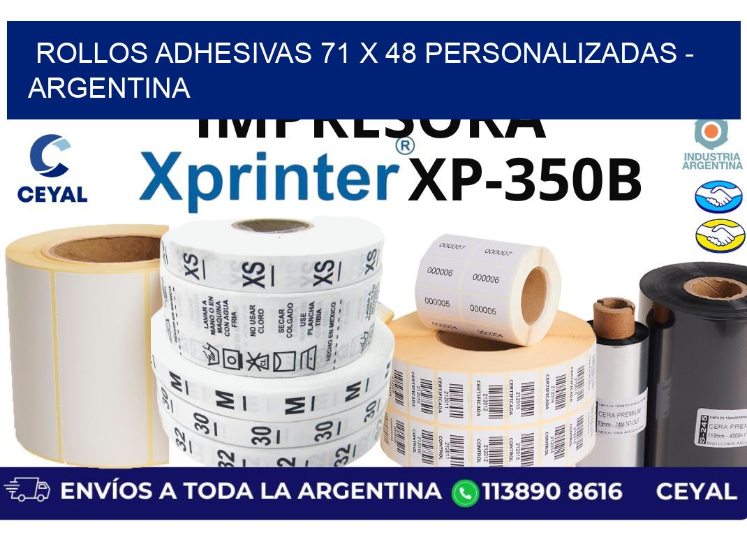 rollos adhesivas 71 x 48 personalizadas - Argentina