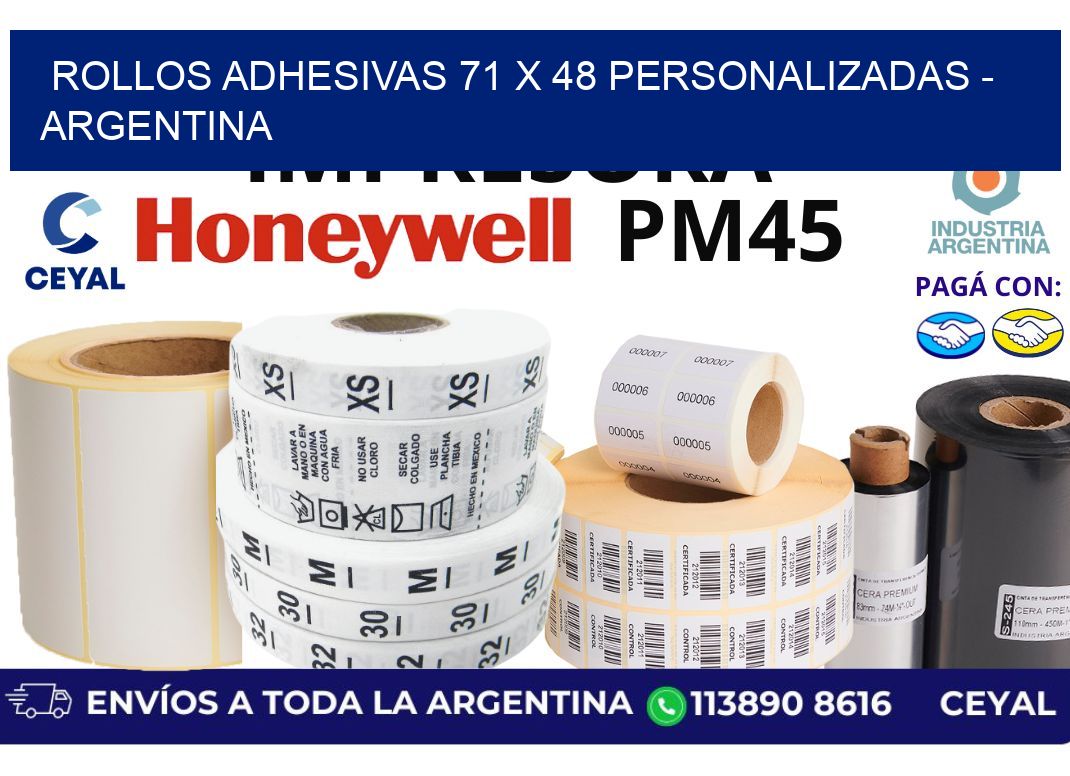 rollos adhesivas 71 x 48 personalizadas - Argentina