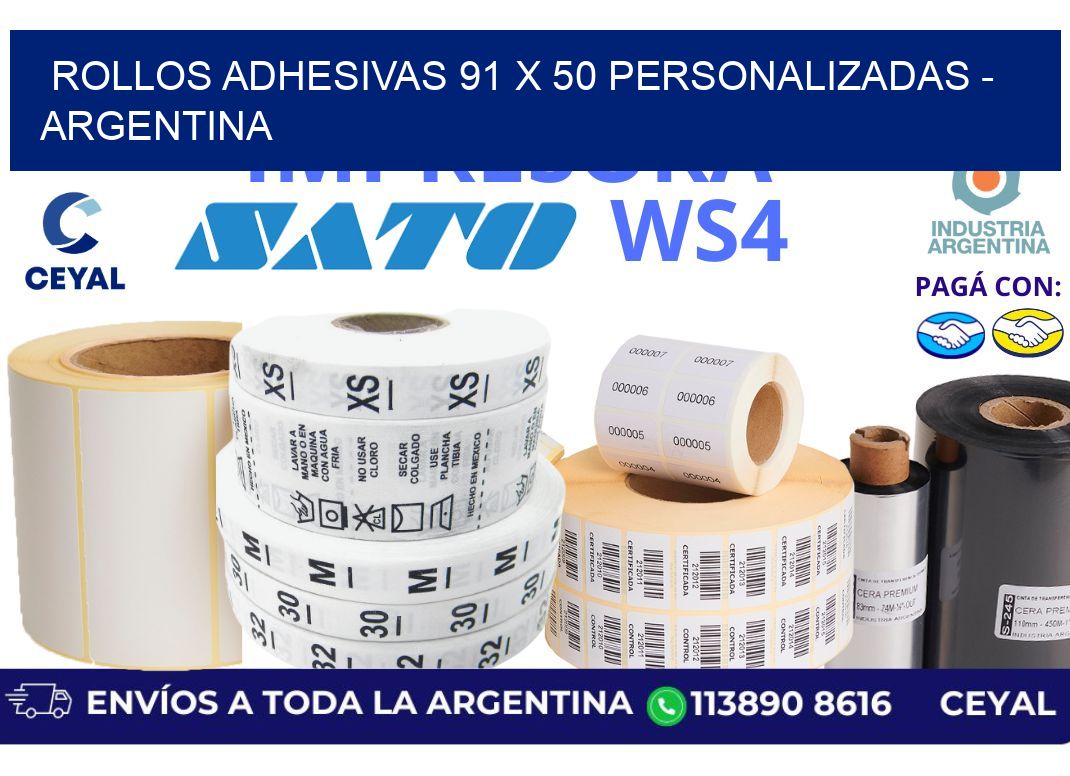 rollos adhesivas 91 x 50 personalizadas - Argentina