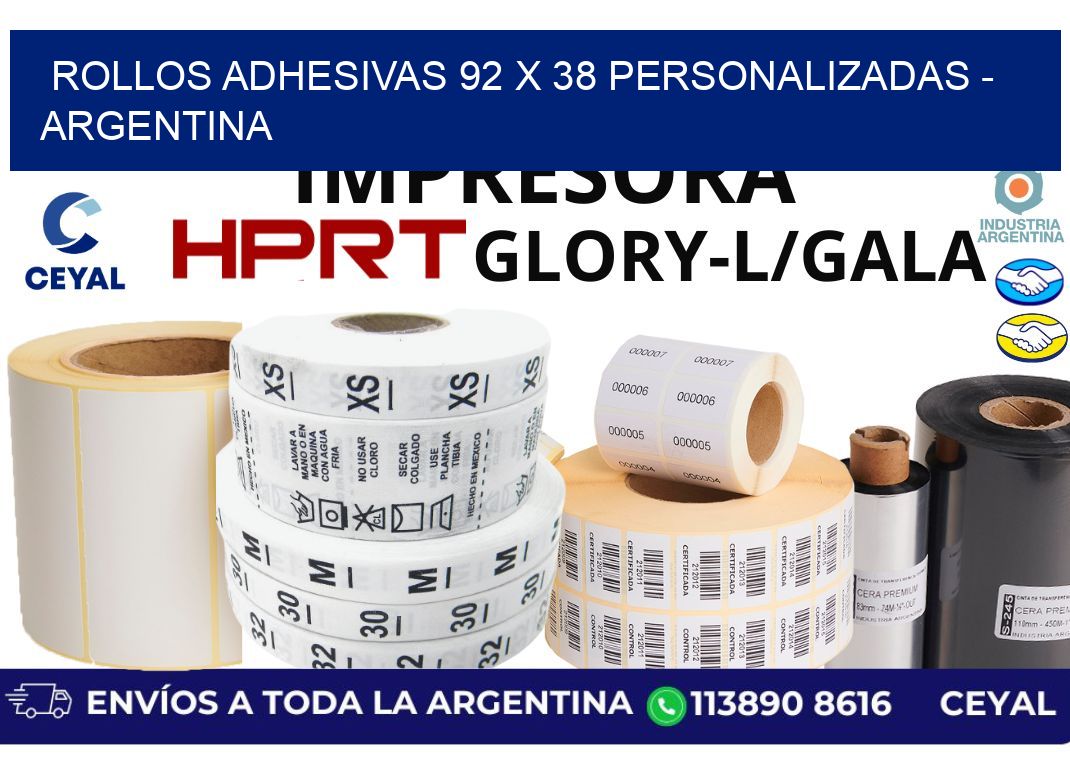 rollos adhesivas 92 x 38 personalizadas - Argentina