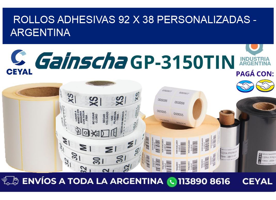 rollos adhesivas 92 x 38 personalizadas – Argentina