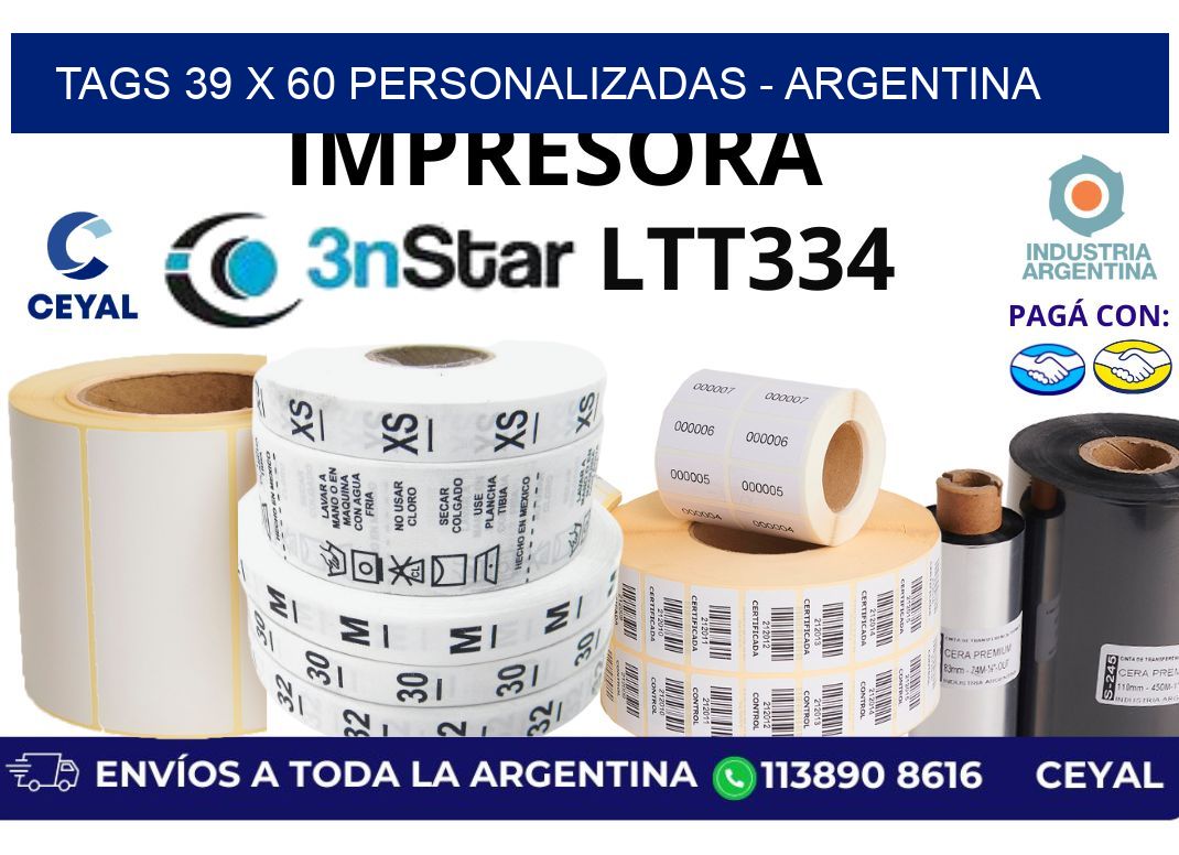 tags 39 x 60 personalizadas - Argentina