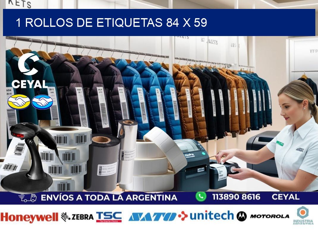 1 ROLLOS DE ETIQUETAS 84 x 59