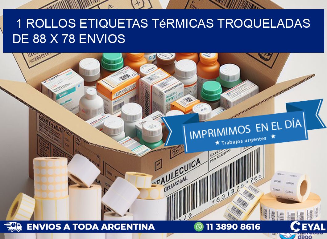 1 Rollos Etiquetas Térmicas Troqueladas De 88 x 78 ENVIOS