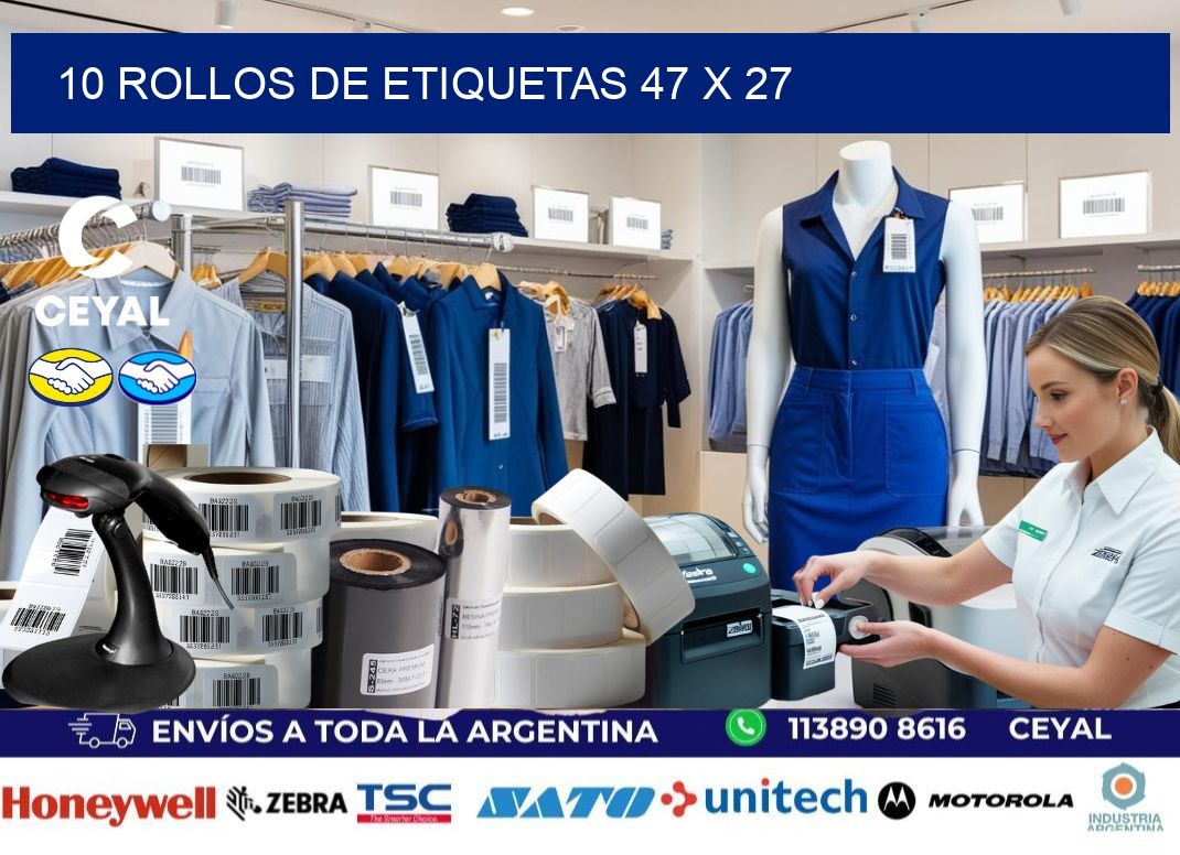 10 ROLLOS DE ETIQUETAS 47 x 27