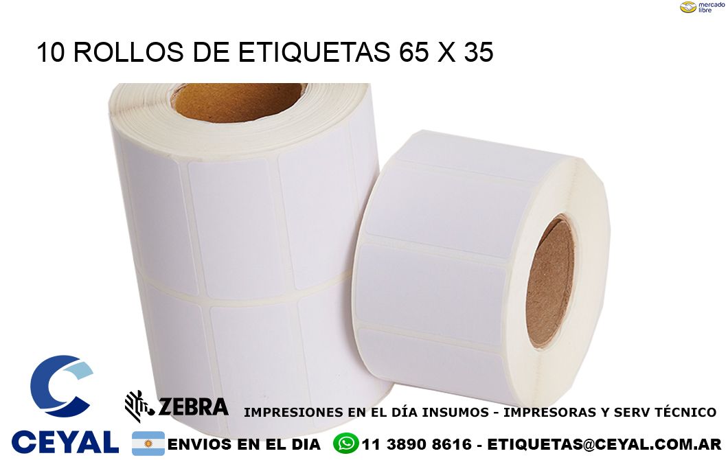 10 ROLLOS DE ETIQUETAS 65 x 35