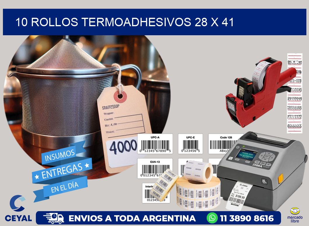 10 ROLLOS TERMOADHESIVOS 28 x 41