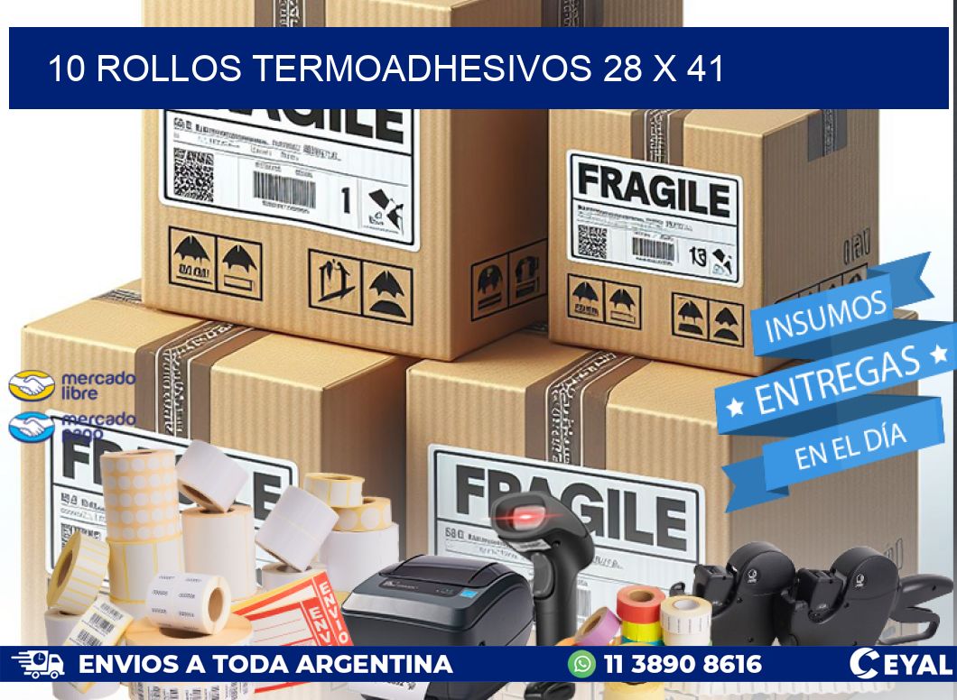 10 ROLLOS TERMOADHESIVOS 28 x 41