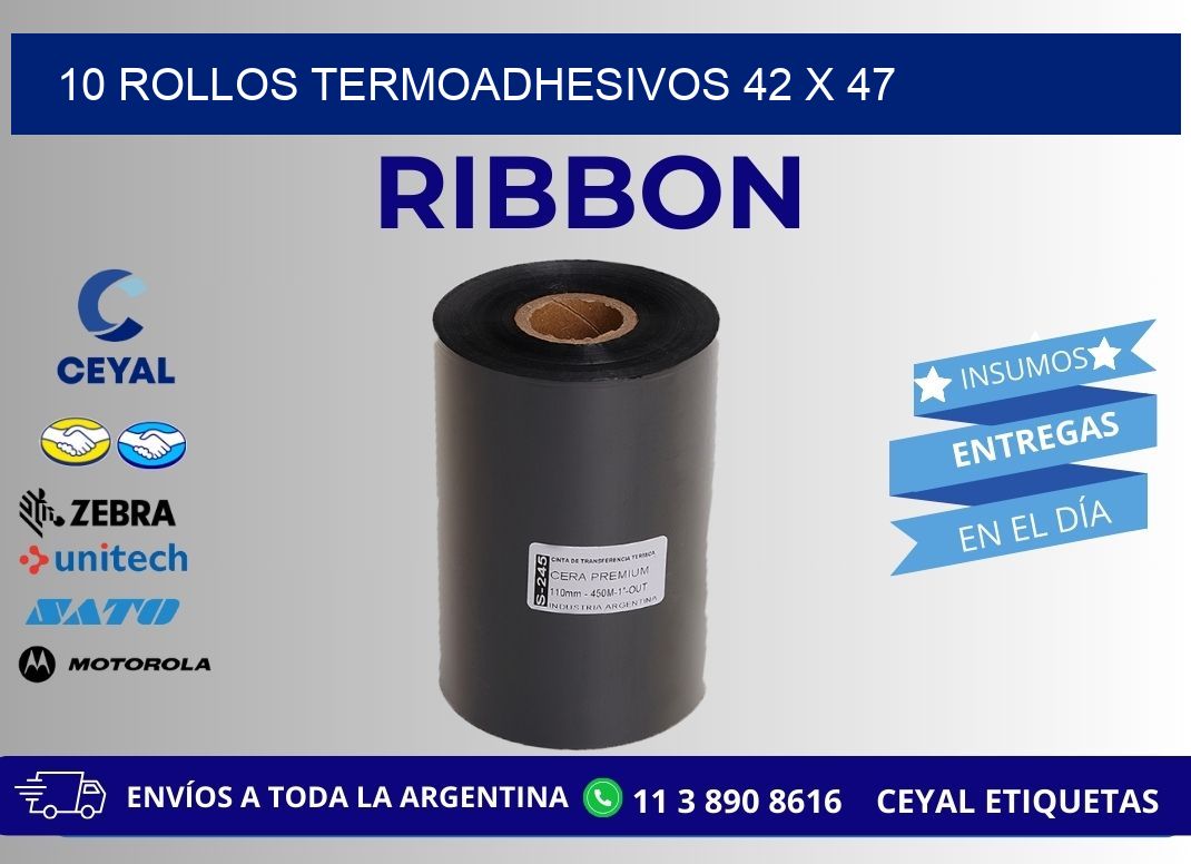 10 ROLLOS TERMOADHESIVOS 42 x 47