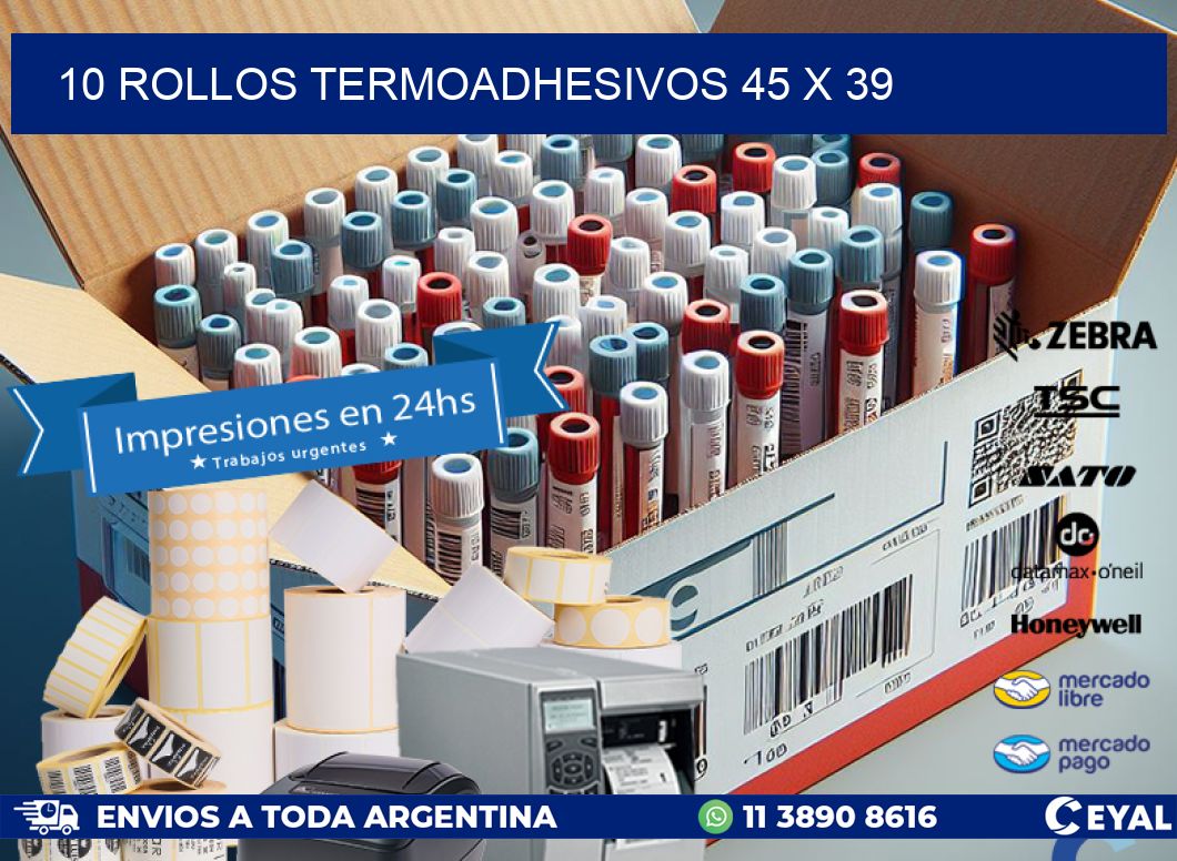 10 ROLLOS TERMOADHESIVOS 45 x 39
