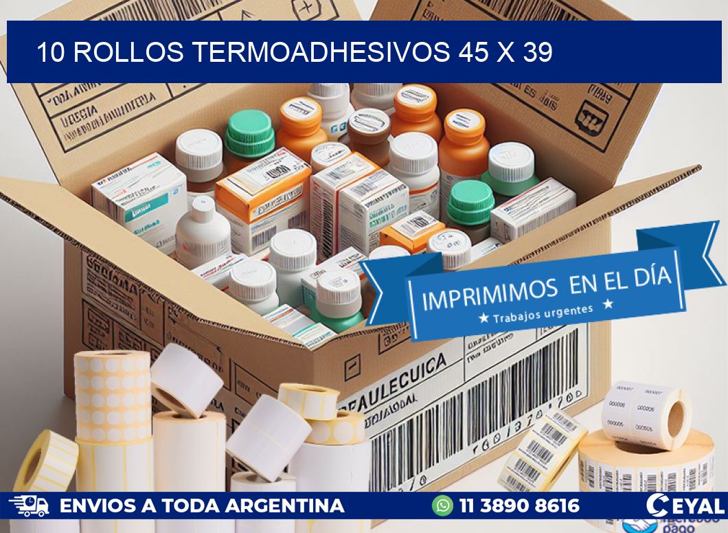 10 ROLLOS TERMOADHESIVOS 45 x 39