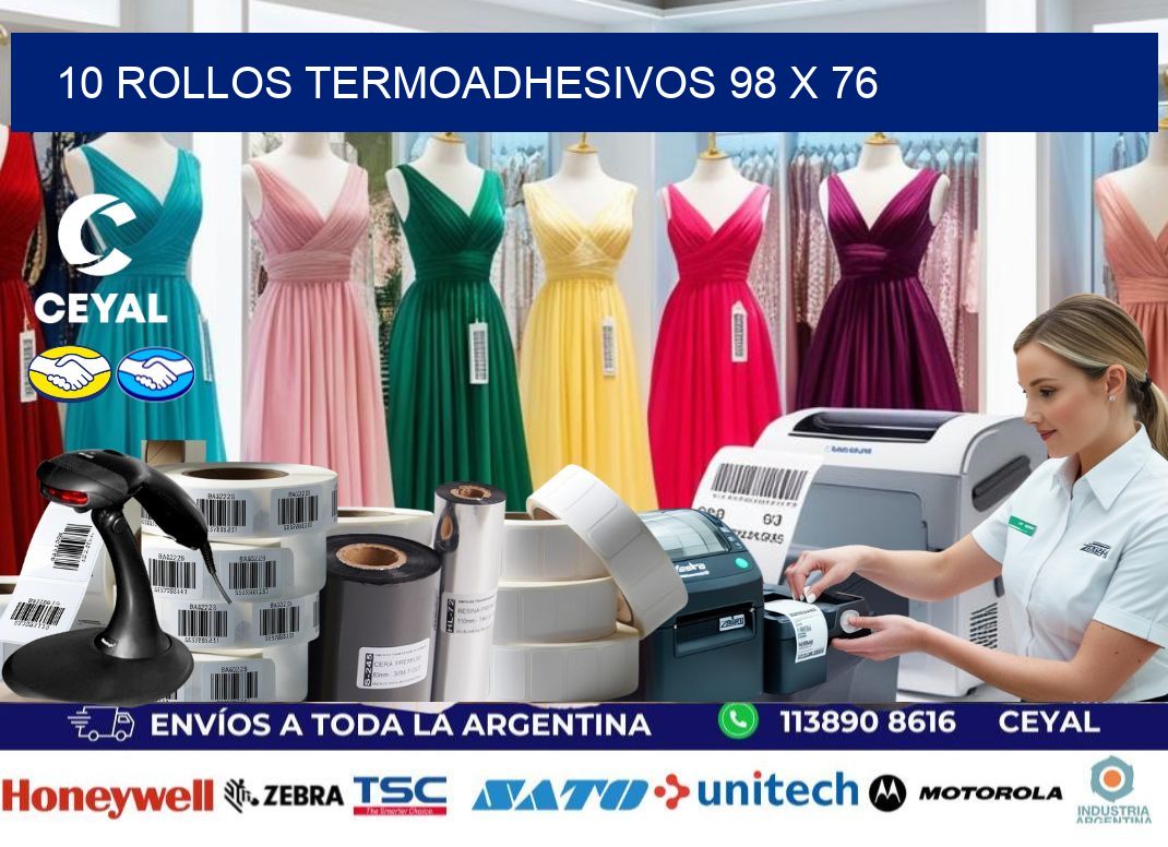 10 ROLLOS TERMOADHESIVOS 98 x 76