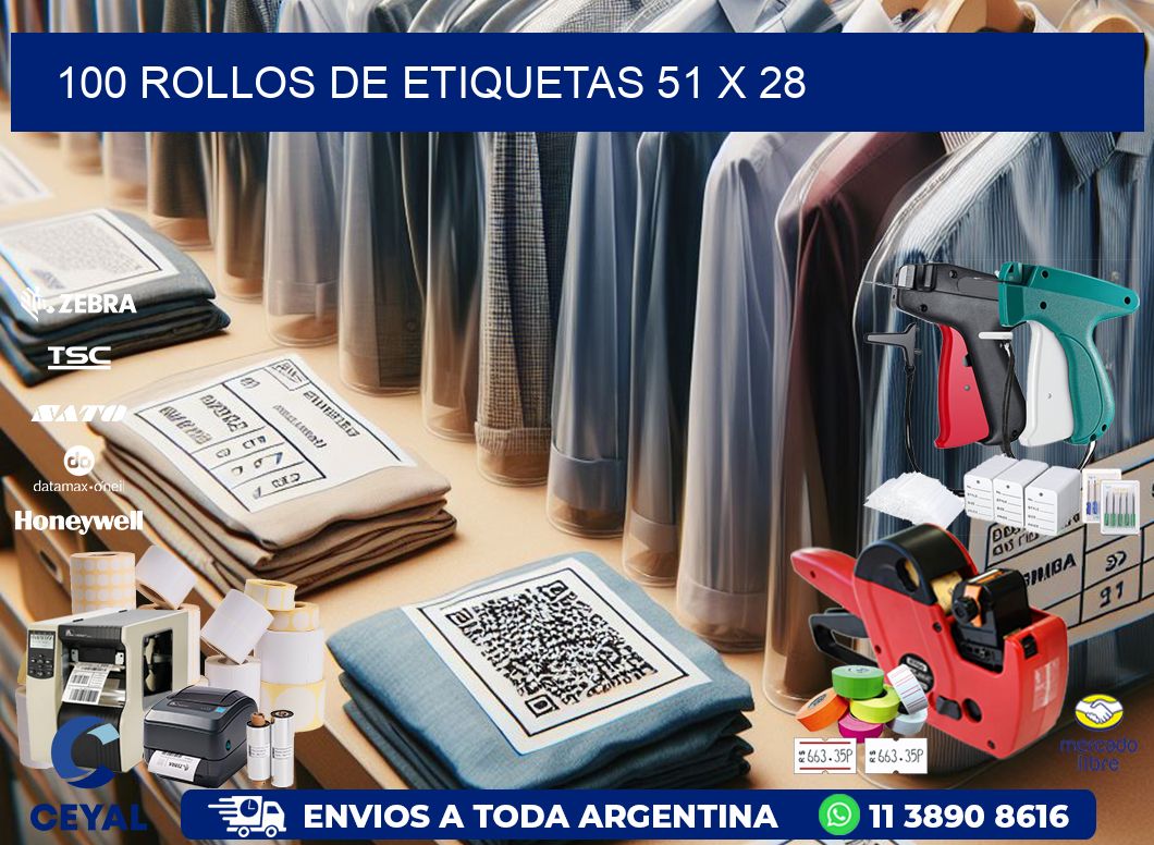 100 ROLLOS DE ETIQUETAS 51 x 28