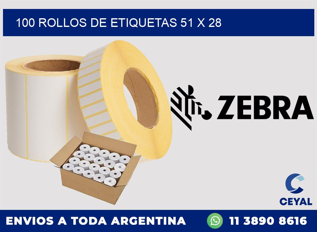 100 ROLLOS DE ETIQUETAS 51 x 28