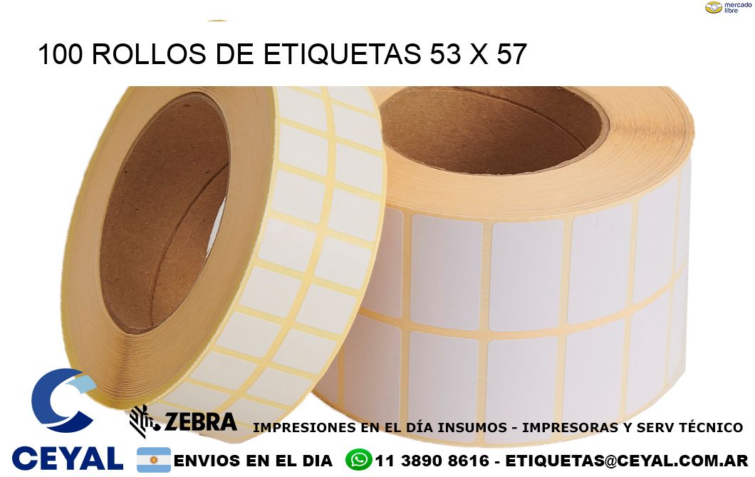 100 ROLLOS DE ETIQUETAS 53 x 57
