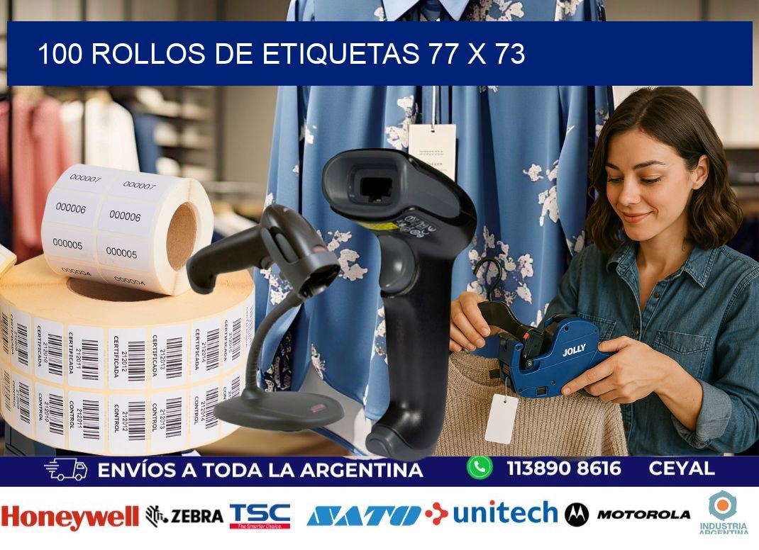 100 ROLLOS DE ETIQUETAS 77 x 73