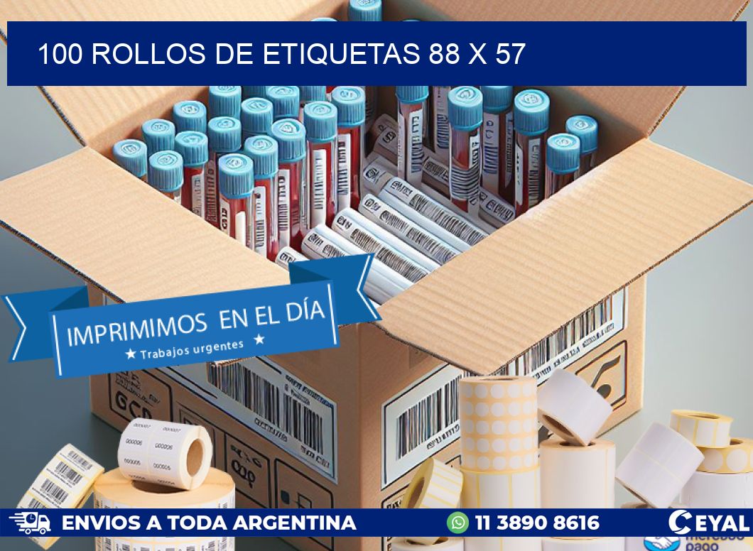 100 ROLLOS DE ETIQUETAS 88 x 57