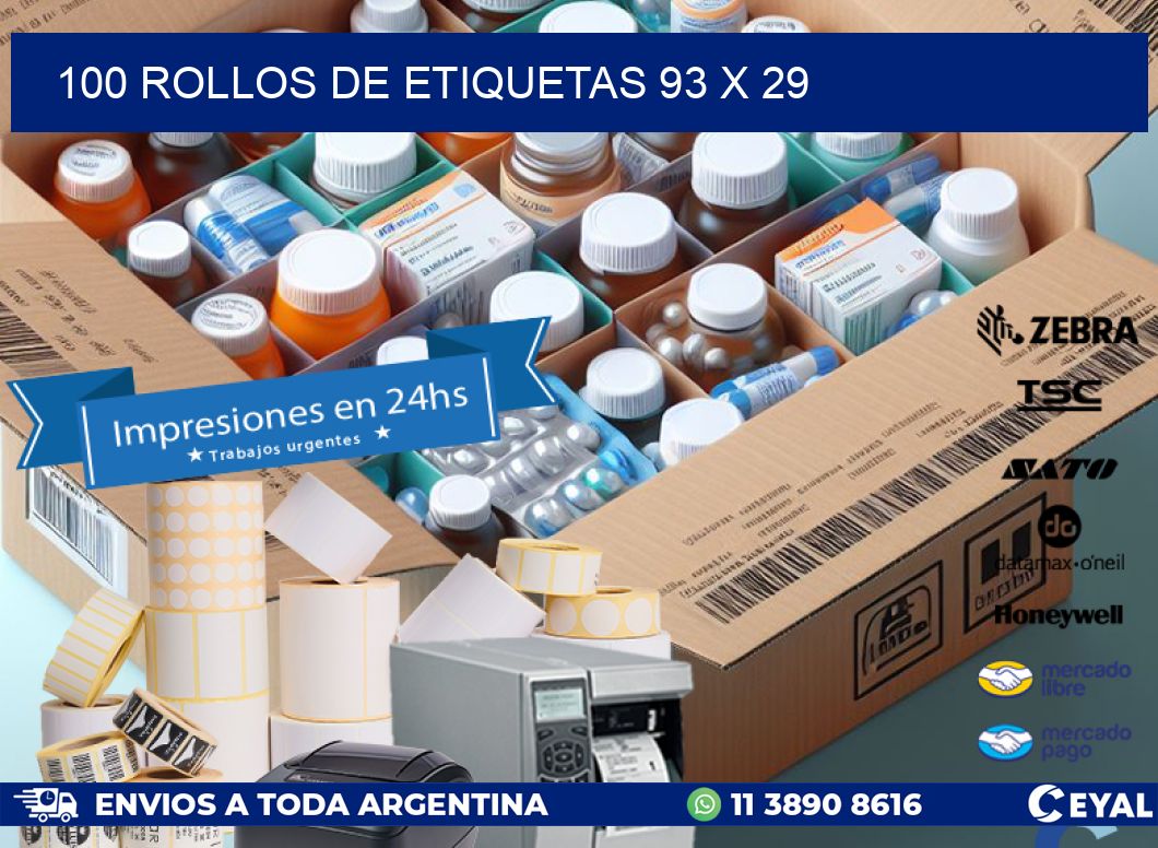 100 ROLLOS DE ETIQUETAS 93 x 29