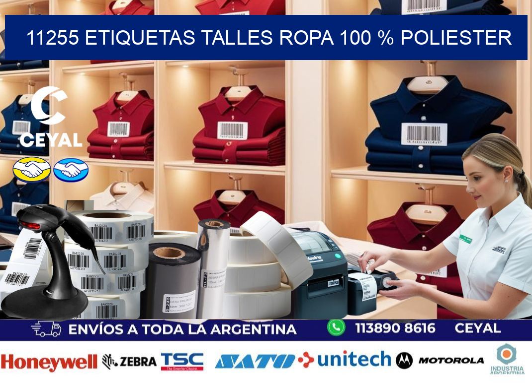 11255 ETIQUETAS TALLES ROPA 100 % POLIESTER