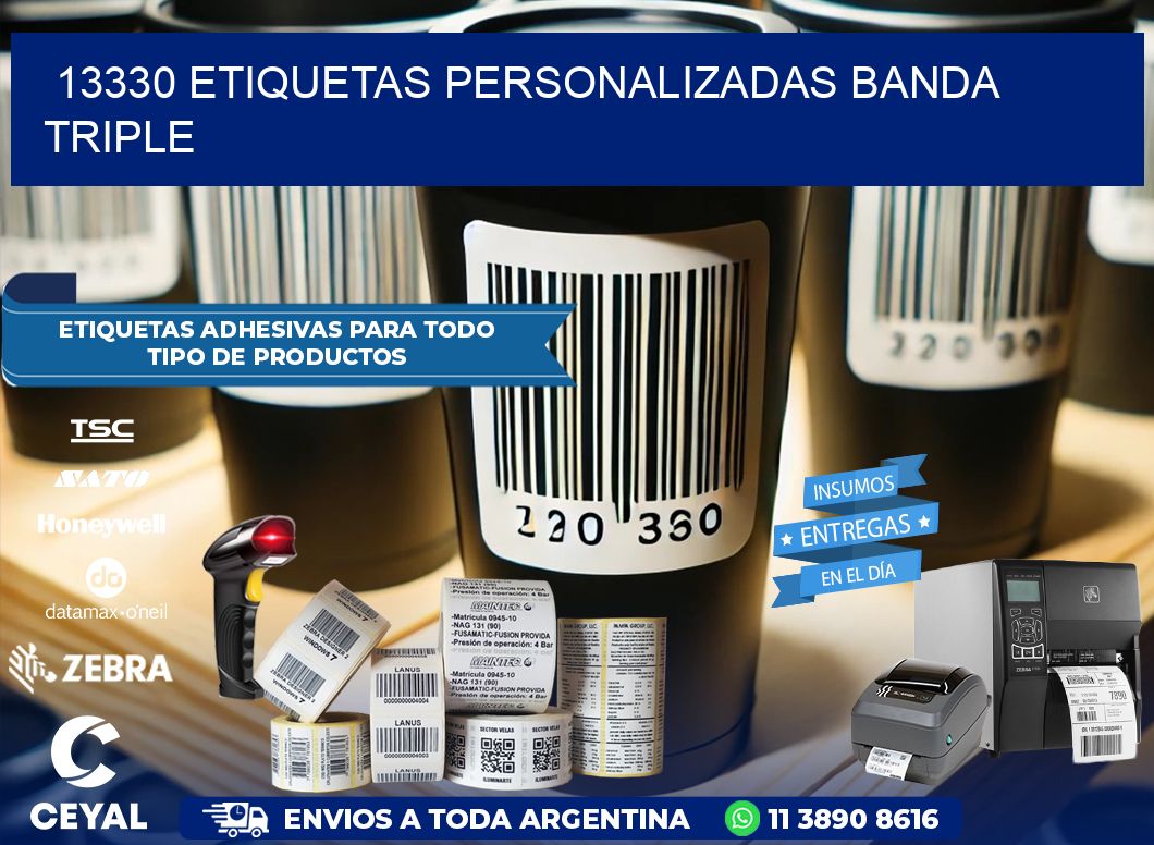 13330 Etiquetas personalizadas banda triple