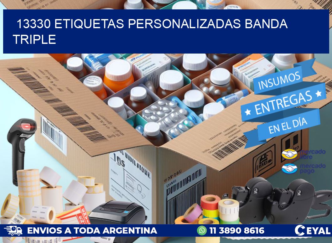 13330 Etiquetas personalizadas banda triple