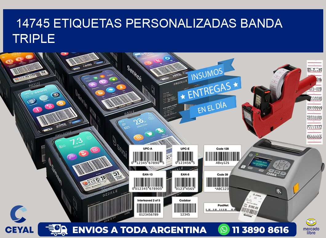 14745 Etiquetas personalizadas banda triple